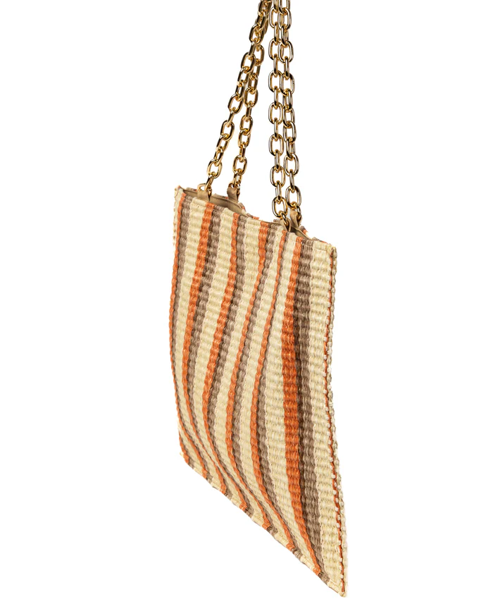 Piccarda Stripes Coral with Chain - BIDINIS BAGS