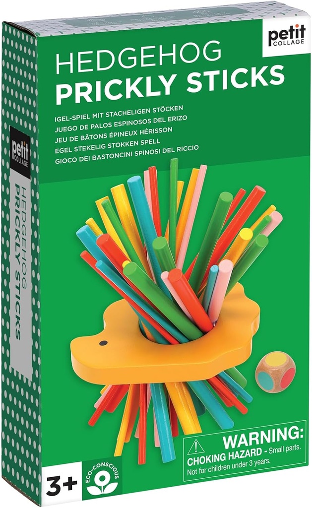 Petit Collage: Hedgehog Prickly Sticks | Wooden Pick-Up Sticks Game | Match The Color and Carefully Remove The Stick | Don't Let The Hedgehog Drop