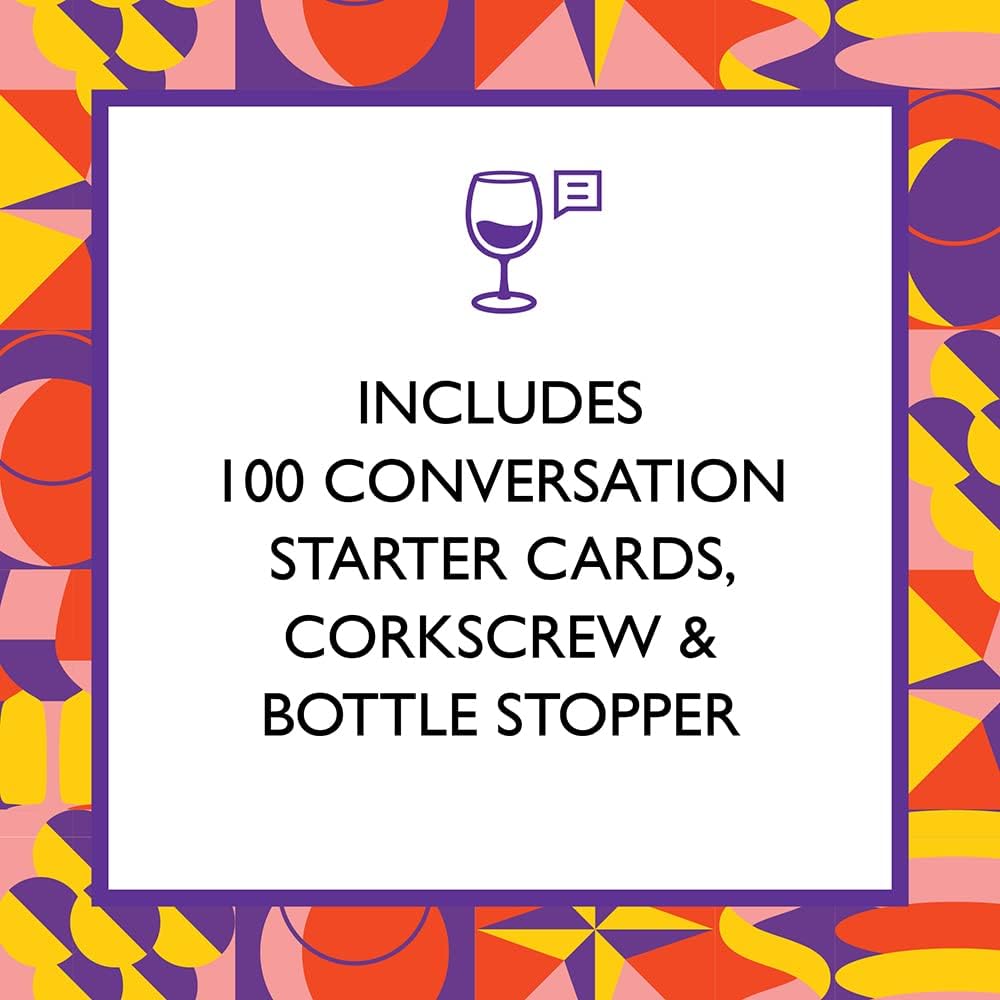 Wine Night Gift Set | Includes Corkscrew, Bottle Stopper, and 100 Conversation Cards