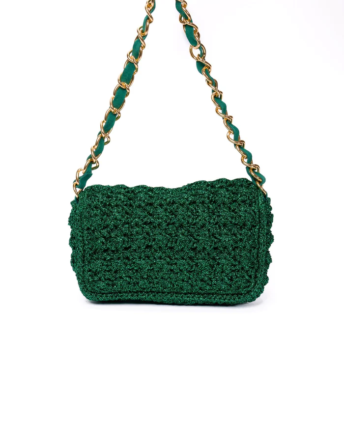 Lucrezia Crochet Bag Green Lurex - Bidinis Bags