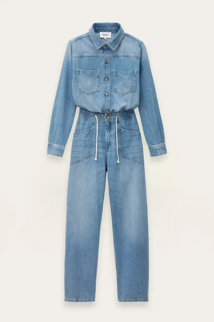 [1E26MYRE] BA&SH - MYRELLA denim cargo jumpsuit (34)