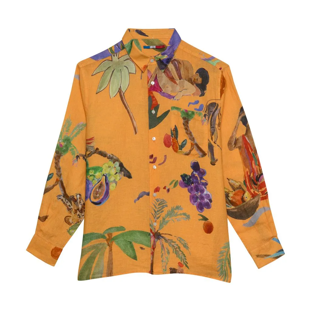 G.KERO - Linen Shirt Men Belle de Nuit Orange