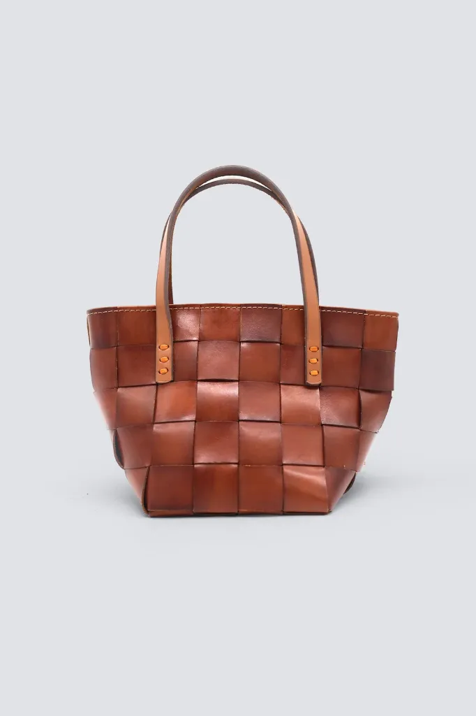 DRAGON DIFFUSION - Japan Mini Woven Leather Tote Bag - Tan