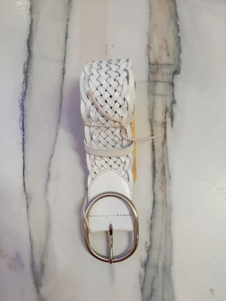 [6060 WHITE] DRAGON DIFFUSION - White Leather Belt