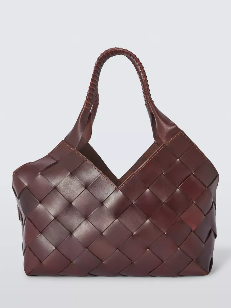 [8111] DRAGON DIFFUSION - Castello Woven Leather Shoulder Bag Bruciato