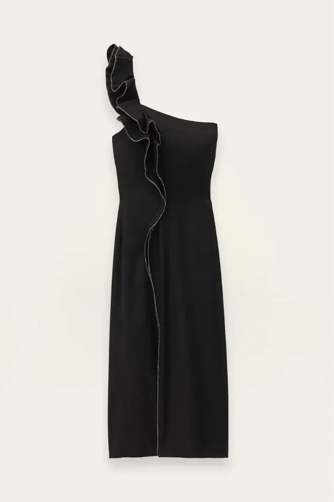 [1E26SILL] BA&SH - Silla One-Shoulder Ruffle Dress (1(S))