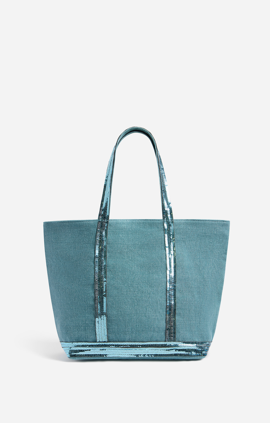 VANESSA BRUNO - Linen M Zipped Cabas Tote Iris
