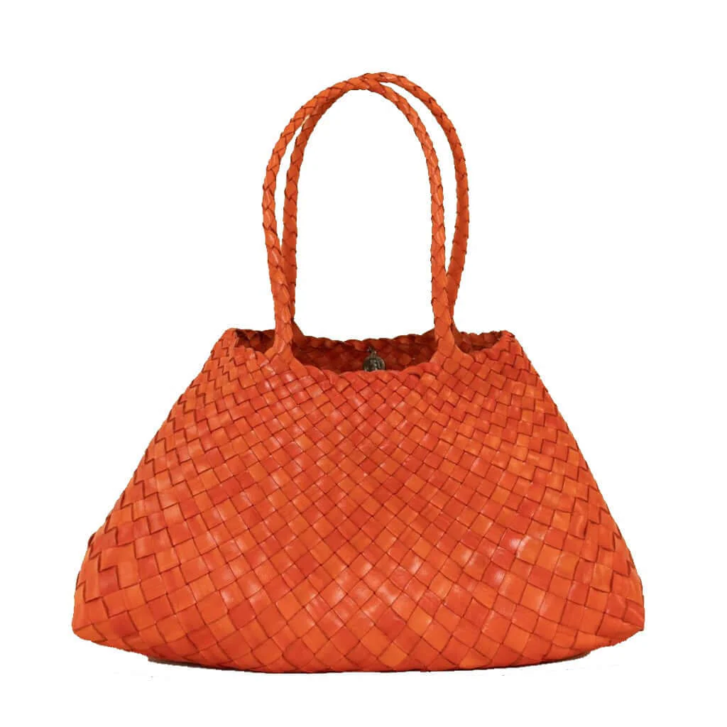 [8893 ORANGE] DRAGON DIFFUSION - Santa Croce Big Leather Bag Orange