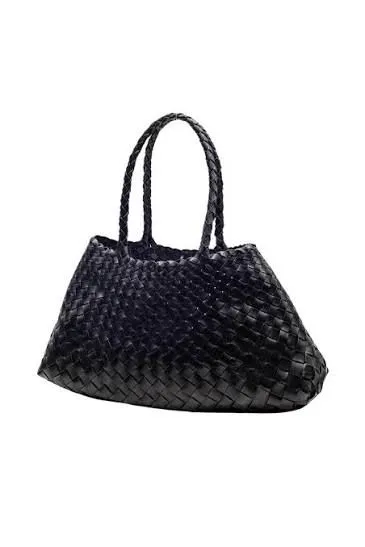 [8893 BLACK] DRAGON DIFFUSION - Santa Croce Small Leather Bag Shiny Black