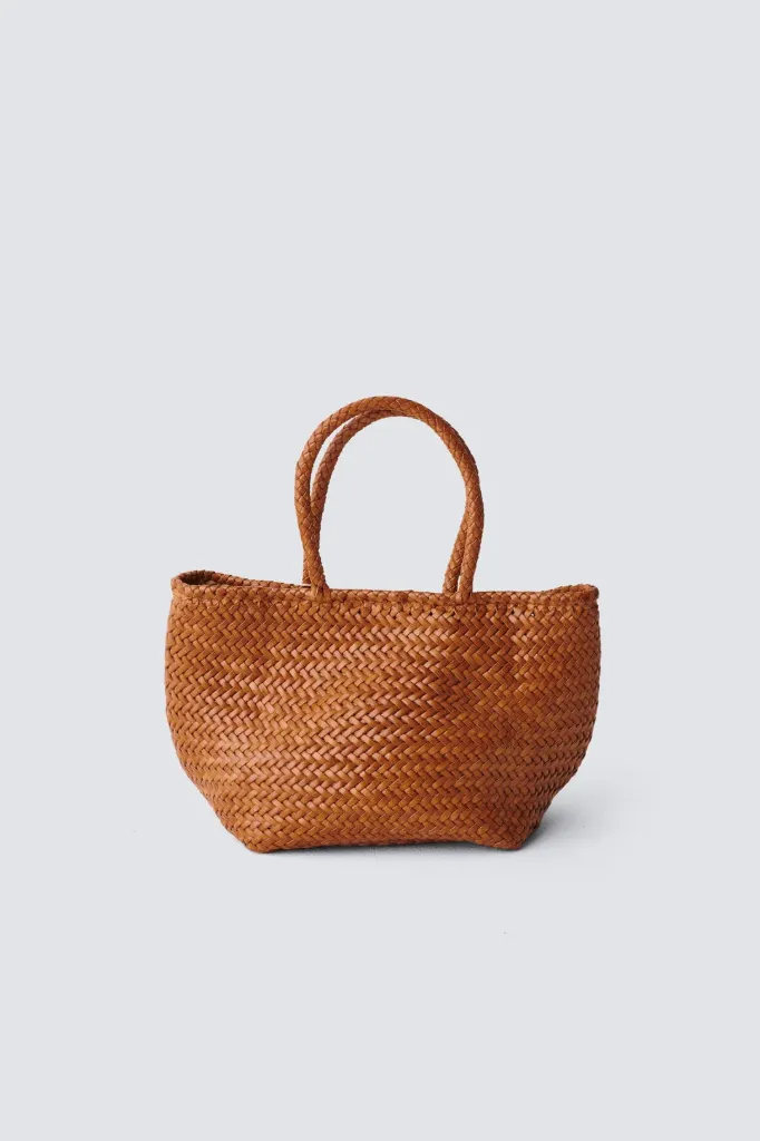 [8813 TAN] DRAGON DIFFUSION - Grace Basket Small Leather Tote Bag Tan