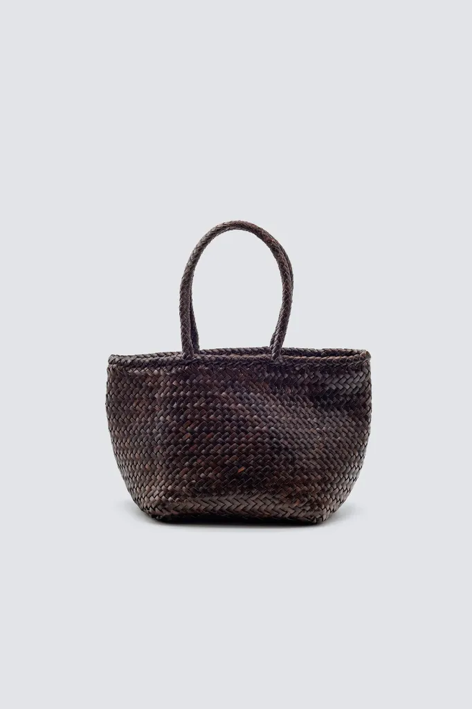 [8813 DARK BROWN] DRAGON DIFFUSION - Grace Basket Small Leather Tote Bag Dark Brown