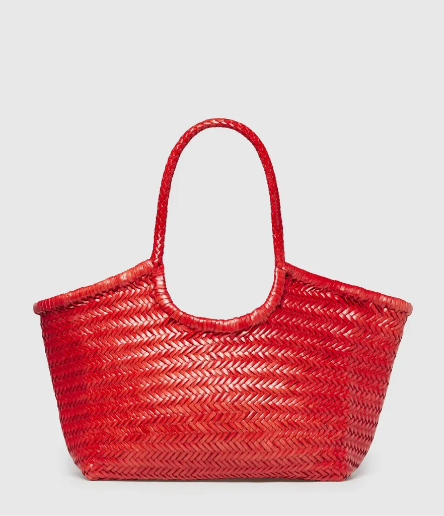 [8822 POPPY RED] DRAGON DIFFUSION - Nantucket Big Leather Tote Bag Poppy Red
