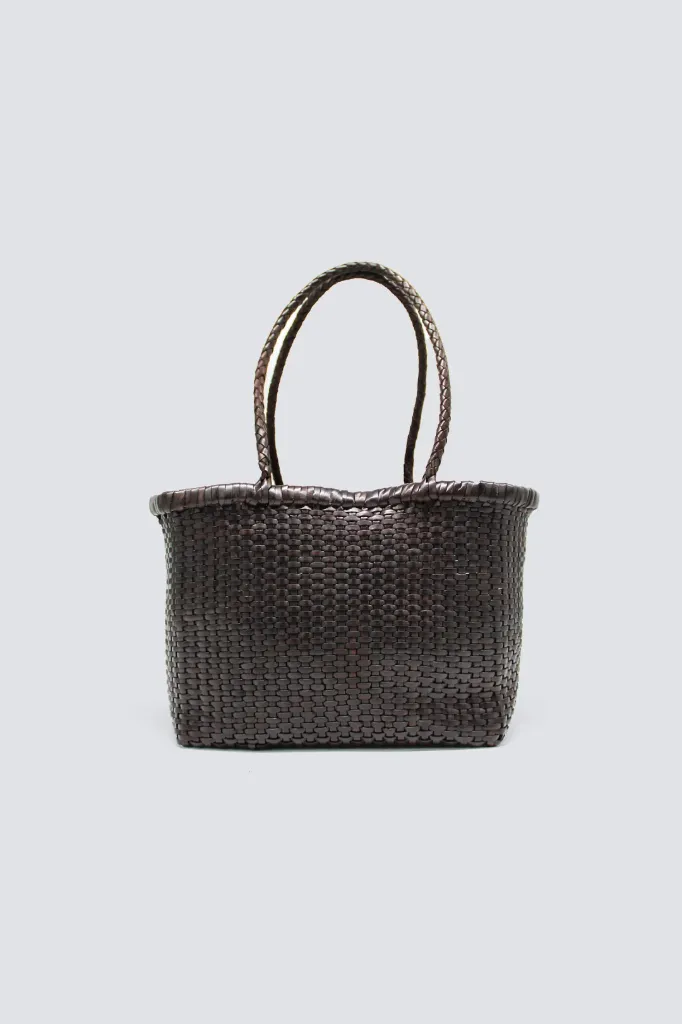 [8804 B DARK BROWN] DRAGON DIFFUSION - B Weave Small Woven Leather Bag Dark Brown