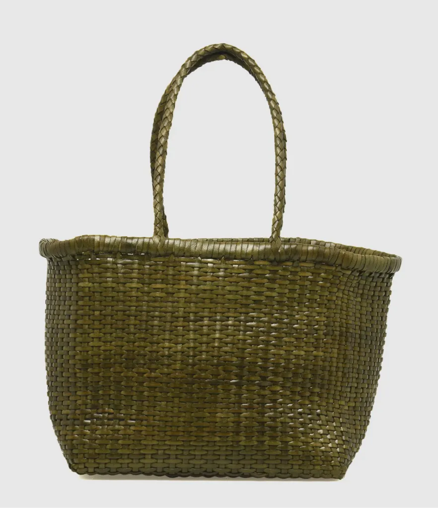 [8804 B KHAKI] DRAGON DIFFUSION - B Weave Small Woven Leather Bag Khaki