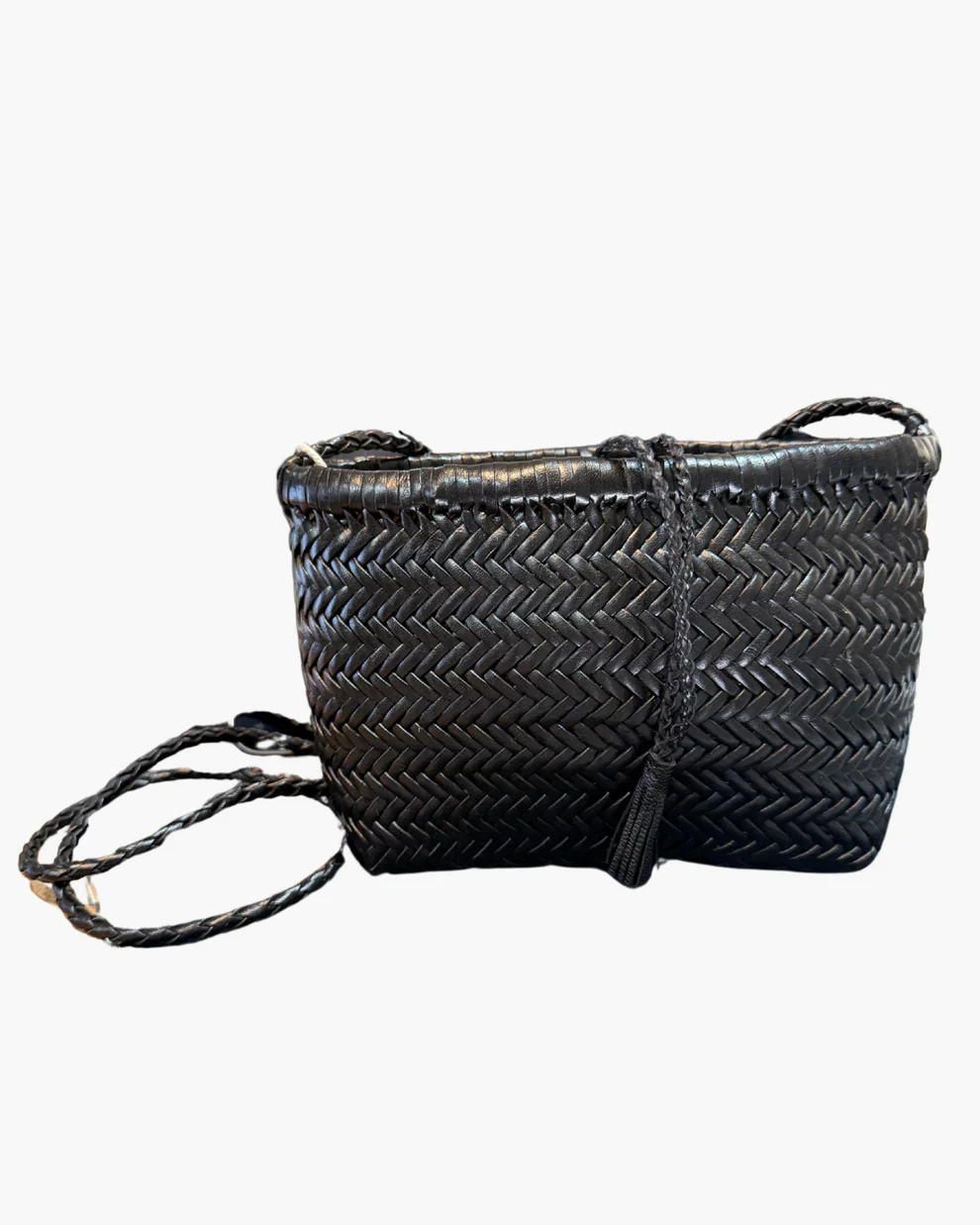 [8938 BLACK] DRAGON DIFFUSION - Minsu Small Woven Leather Bag Black