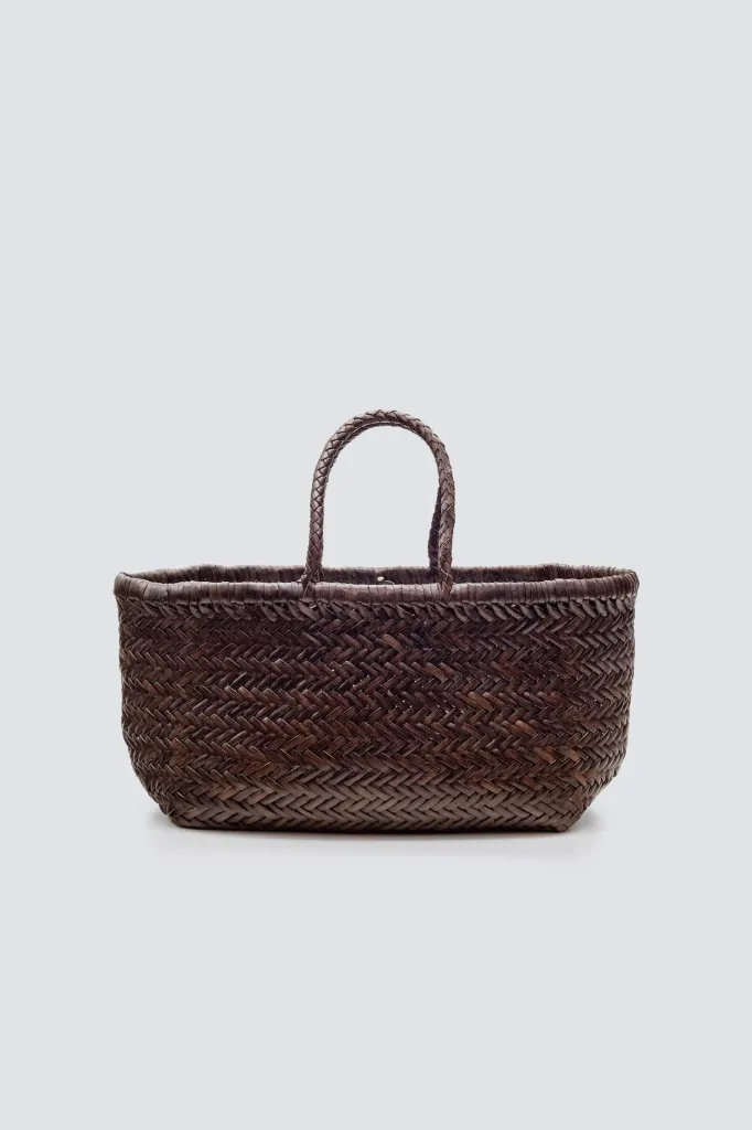 [8811 DARK BROWN] DRAGON DIFFUSION - Bamboo Triple Jump Small Leather Tote Bag Dark Brown