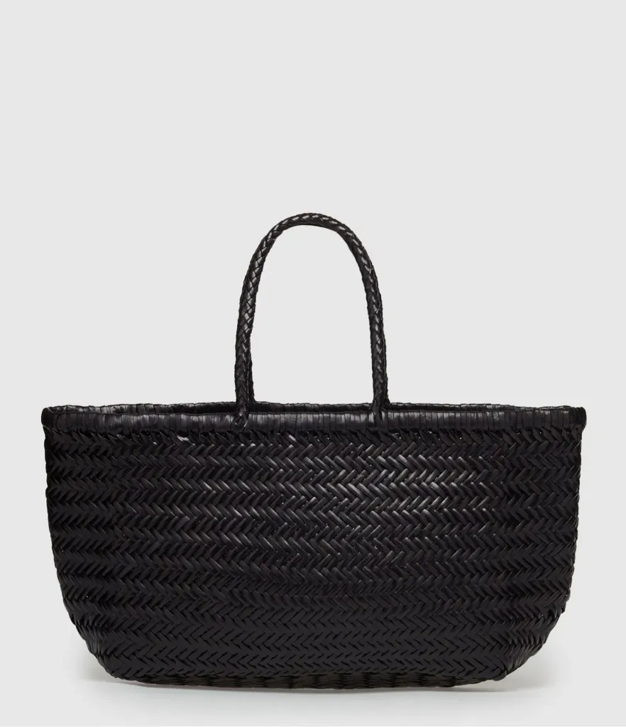 [8810 BLACK] DRAGON DIFFUSION - Bamboo Triple Jump Big Leather Tote Bag Black