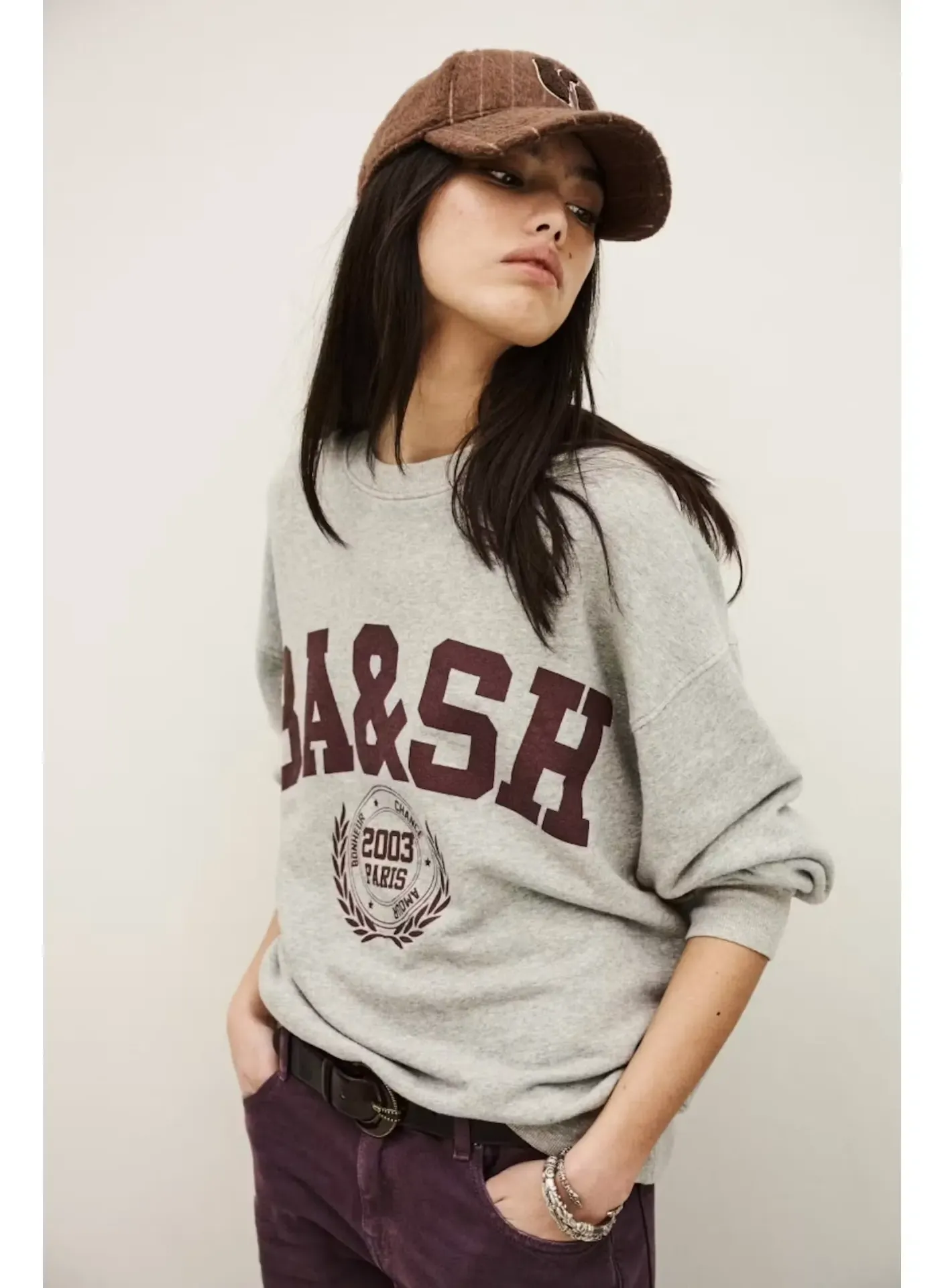 BA&SH - Benjamin Loose-Fit Patterned Sweatshirt Grey