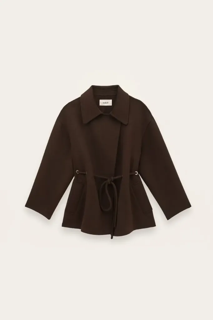 [1H26KAM] BA&SH - Kam Cropped Adjustable Coat Brown (1)