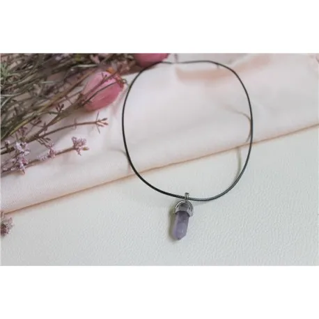 Amethyst Point Necklace with Black Cord