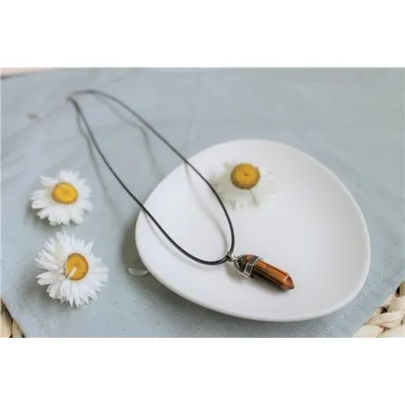 Tiger Eye Point Necklace Black Cord