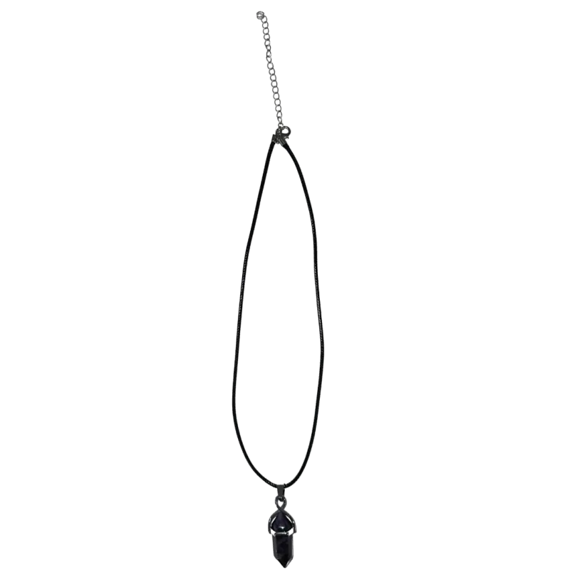 Black Obsidian Point Necklace with Black Cord