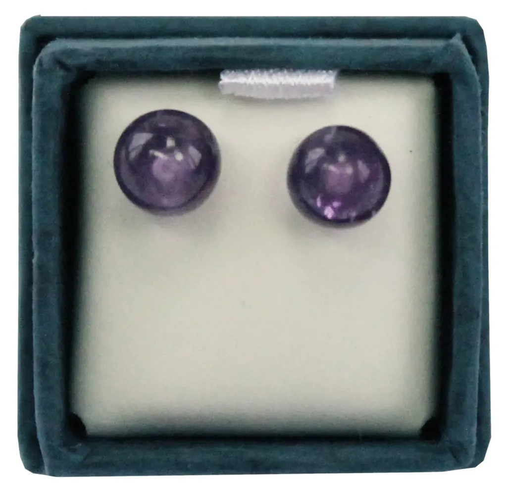Amethyst Bead Earrings - 6 mm
