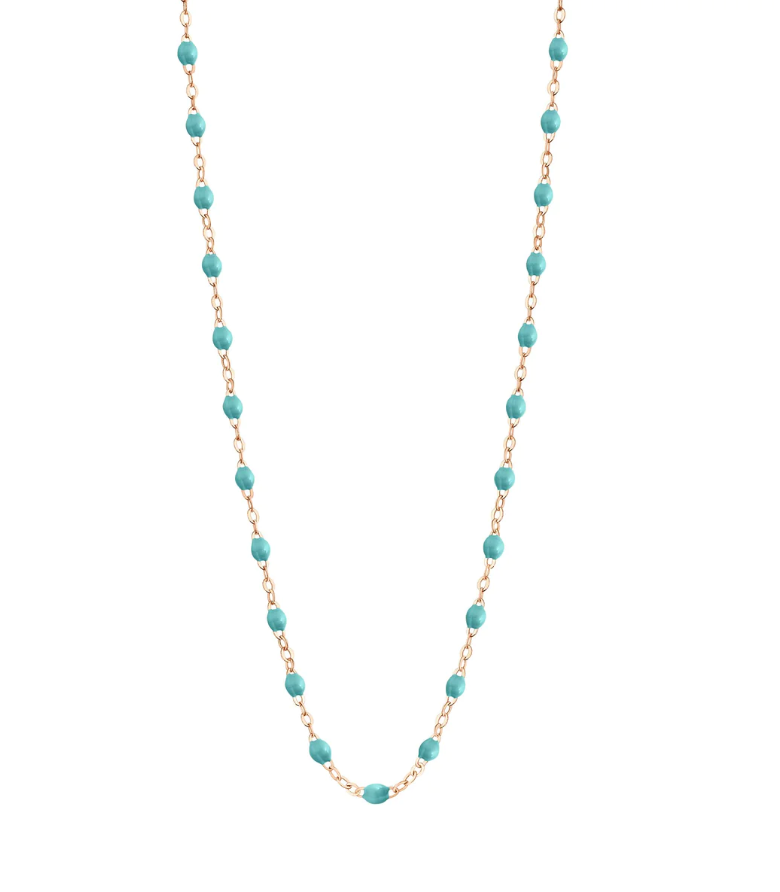 TURQUOISE GREEN Necklace 42cm Classic Gigi, 18ct Rose Gold - GIGI CLOZEAU