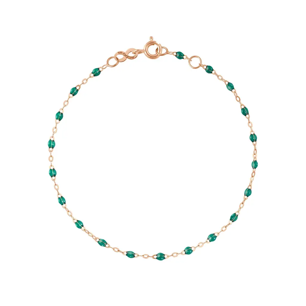 GIGI CLOZEAU - Classic Gigi GREEN EMERALD Bracelet 18ct Rose Gold 17cm