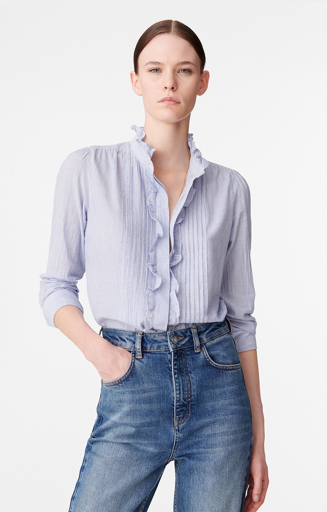 Nicolas Shirt White/Blue - VANESSA BRUNO