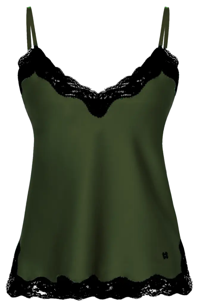 VANNINA VESPERINI - Silk Camisole, the Original, Kaki/Black (S)