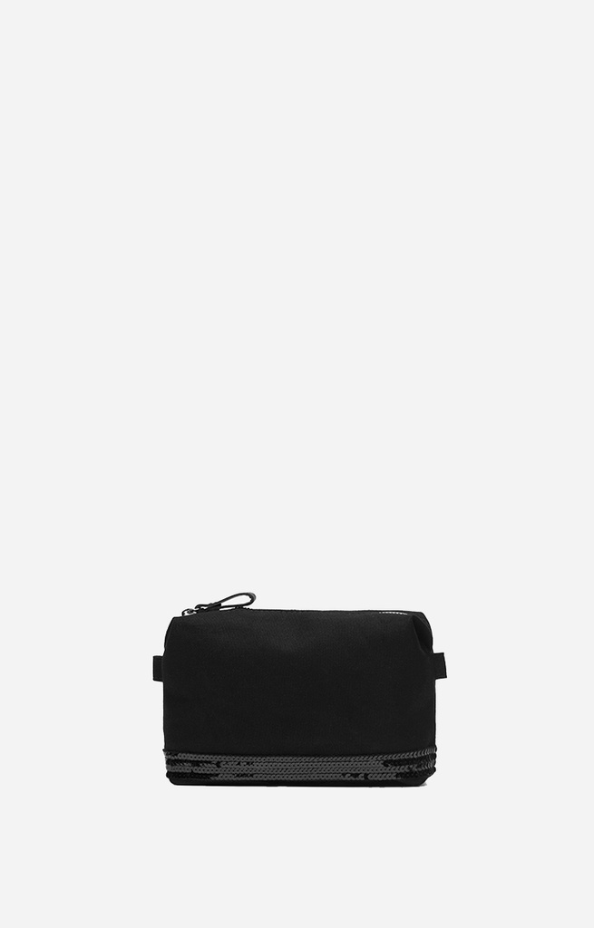 VANESSA BRUNO - Zipped Pouch Canvas and Sequins Black 