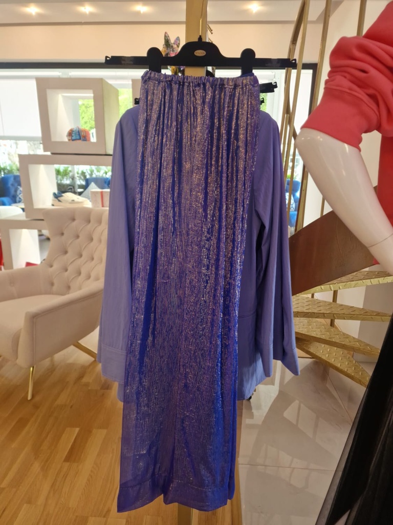 FORTE FORTE - Pyjama trousers in silk chiffon and lurex with beadwork 