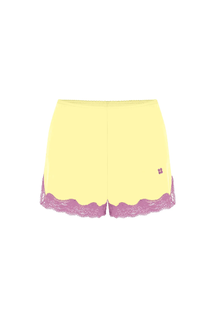 VANNINA VESPERINI - Silk Boxer Shorts Lemonade/Lavender (S)