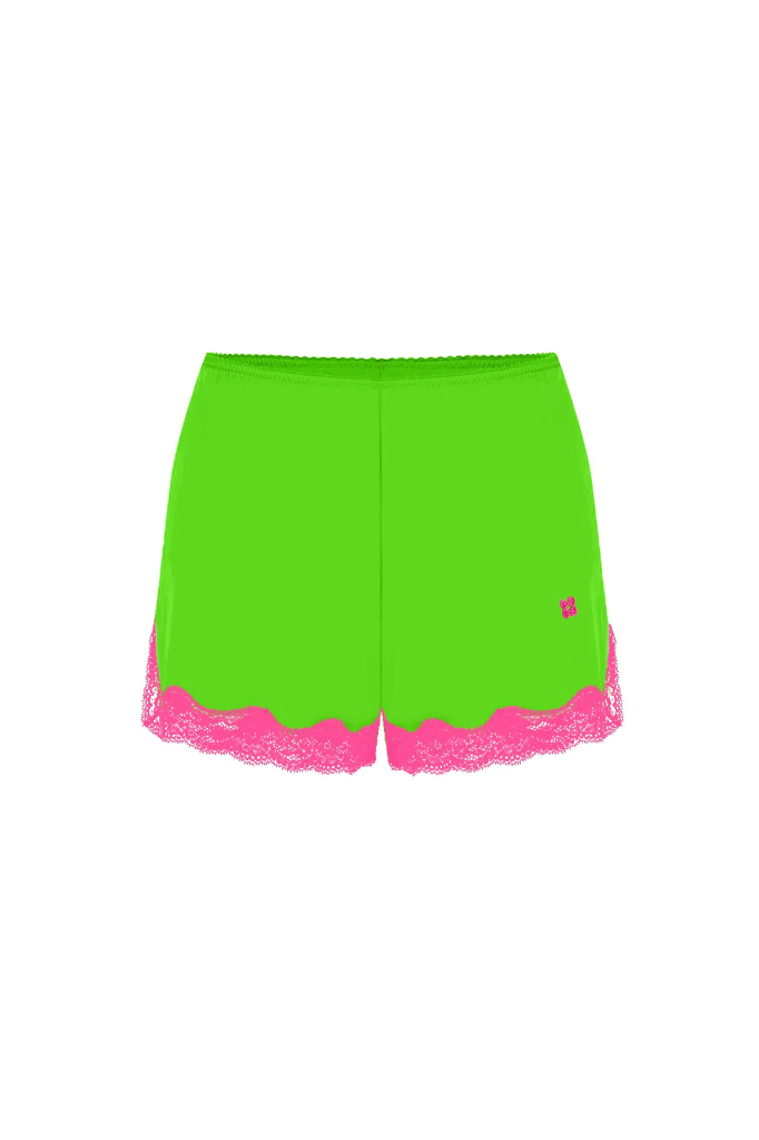 VANNINA VESPERINI - Silk Boxer Shorts Vibrant green-Fluorose  (S)