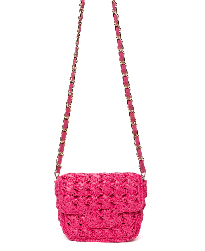 BIDINIS BAGS - Mini Lucrezia Raffia Bag Hot Pink  