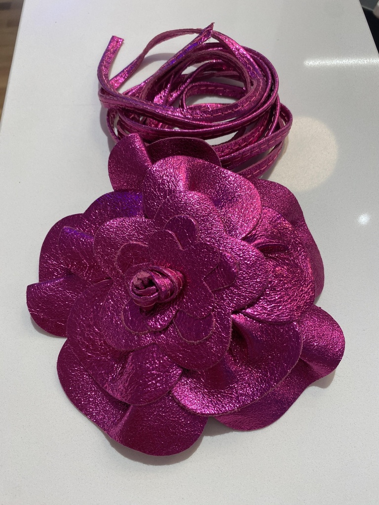 Camelia Belt Metallic Leather Fuschia - BIDINIS BAGS