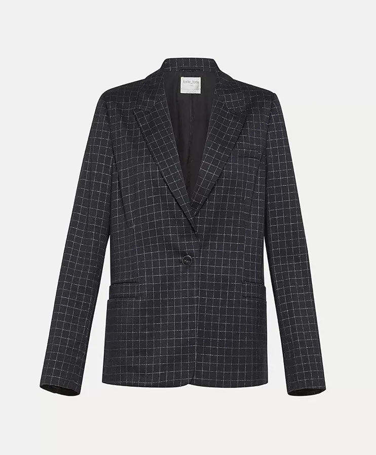 FORTE FORTE - Boxy Jacket in Silver–Check Batavia