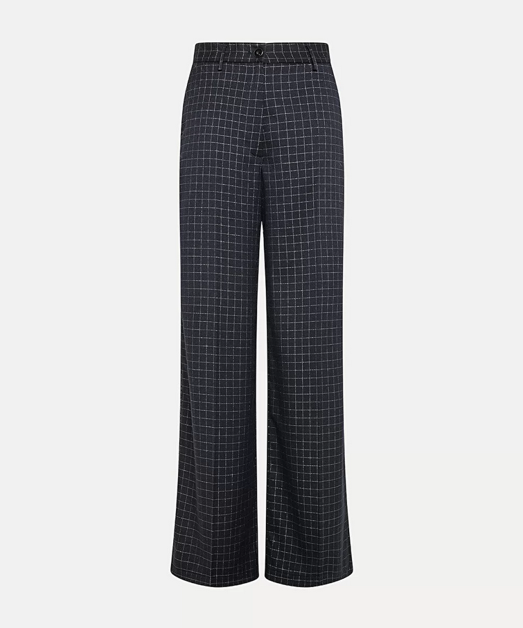 FORTE FORTE - Tailored Trousers in Silver–Check Batavia