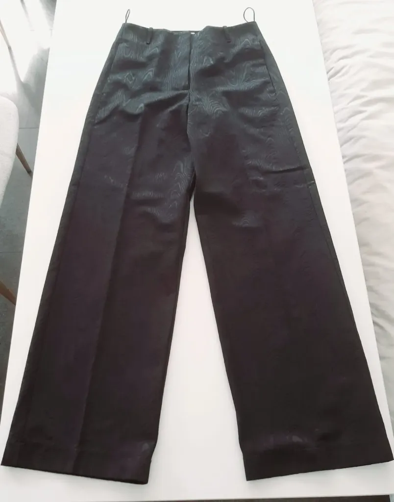 [12323_my pants] FORTE FORTE - moir' jacquard pants nero (1)