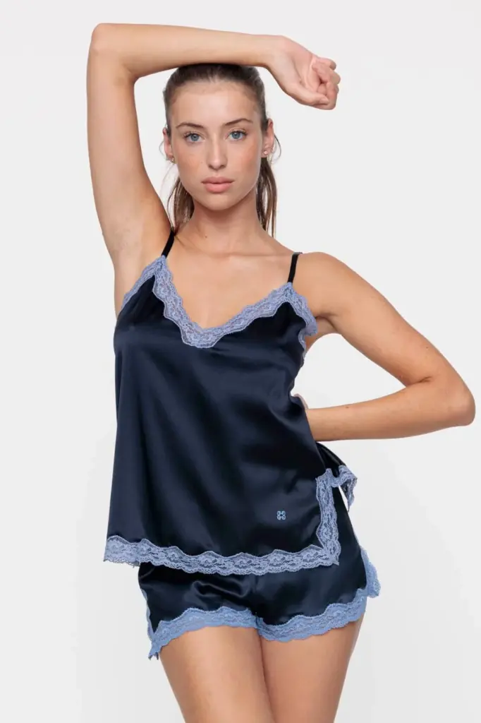 VANNINA VESPERINI - Silk Boxer Shorts Ocean/Jean