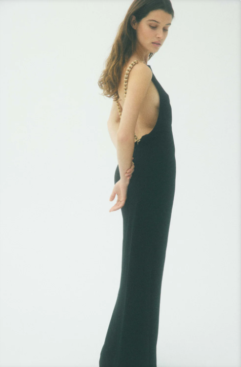 MARTIN MARTIN - PAMELA long dress, black satin (34)