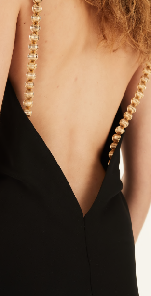 MARTIN MARTIN - PAMELA long dress, black satin