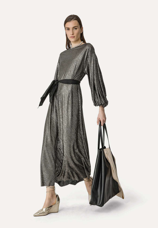 FORTE FORTE - Lamé pied de poule long sleeves dress