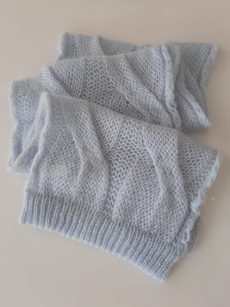 FORTE FORTE - Mohair Scarf with Cable Stitch Blue 