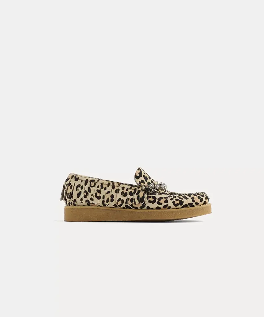 SEBAGO X FORTE FORTE - Animalier print leather mocassin with crystal (36)