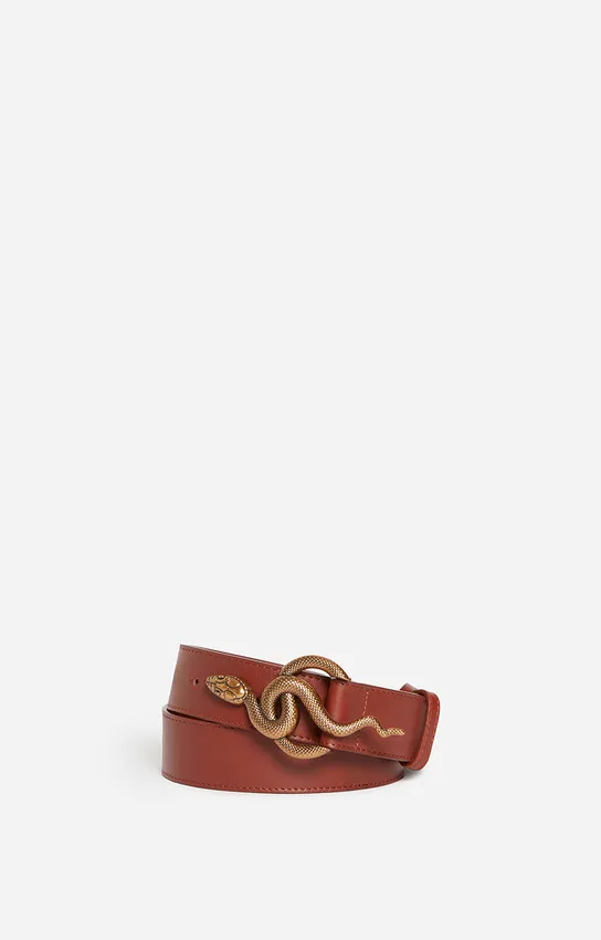 VANESSA BRUNO - Brown Cléo Leather Belt 35Mm (S)