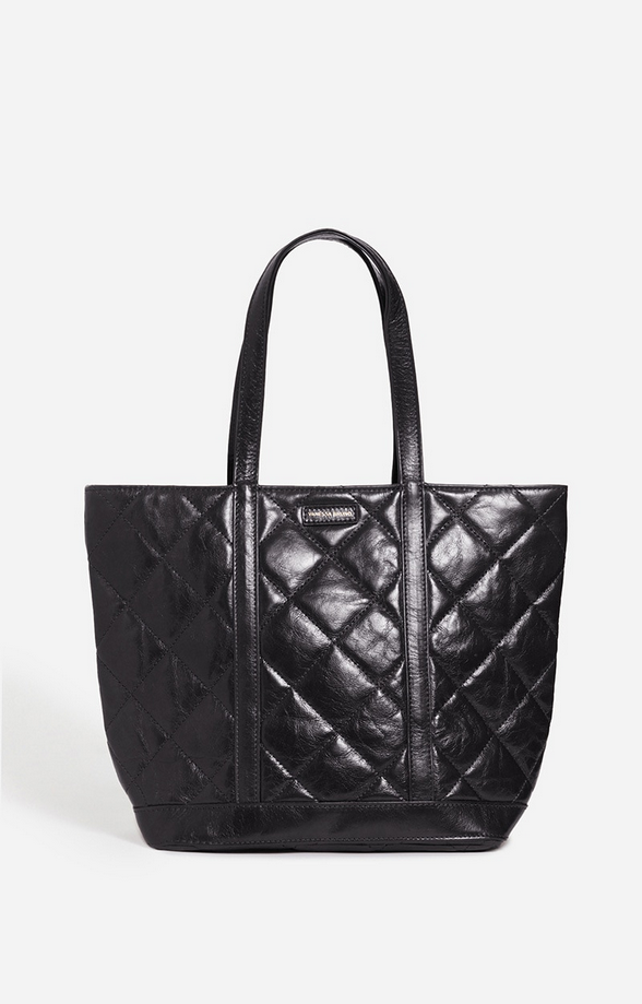 VANESSA BRUNO - Quilted Leather M Cabas Tote Black 