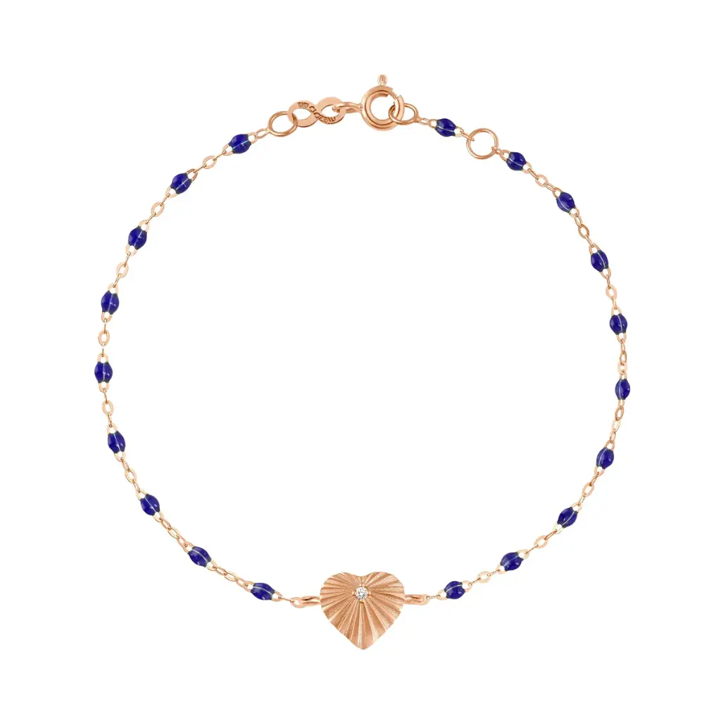 Light Heart Diamond LAPIS Bracelet 17cm, 18ct Rose Gold - GIGI CLOZEAU