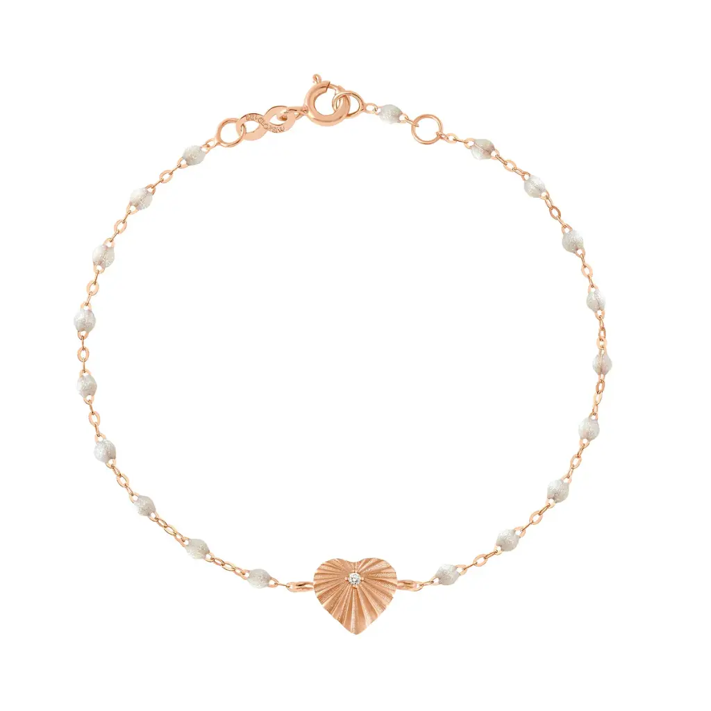 Light Heart Diamond OPAL Bracelet 17cm 18ct Rose Gold - GIGI CLOZEAU